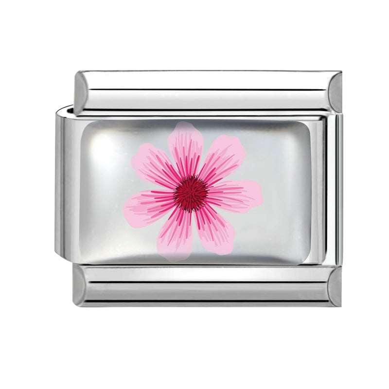 Wholesale Italian Charm Bracelet 9mm DIY Colorful Element Pink Pattern  Creative Stainless Steel Composable Bracelet