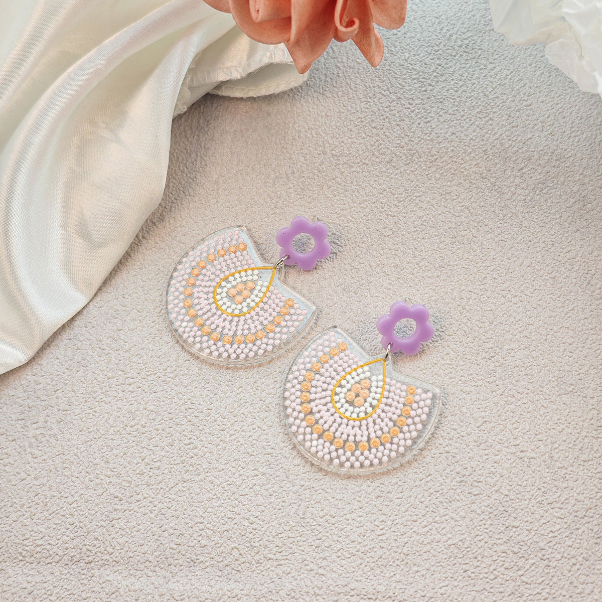 Wholesale Bohemian Style Retro Flower Acrylic Earrings