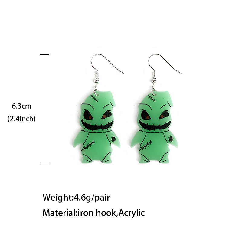 Wholesale   night luminous devil earrings acrylic luminous earrings