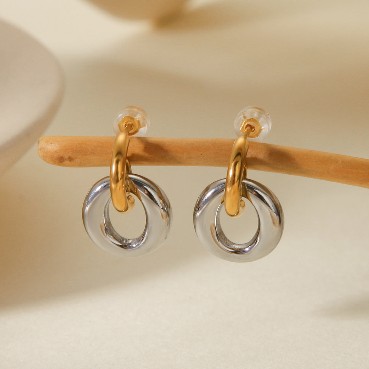 Wholesale geometric ring stainless steel earrings