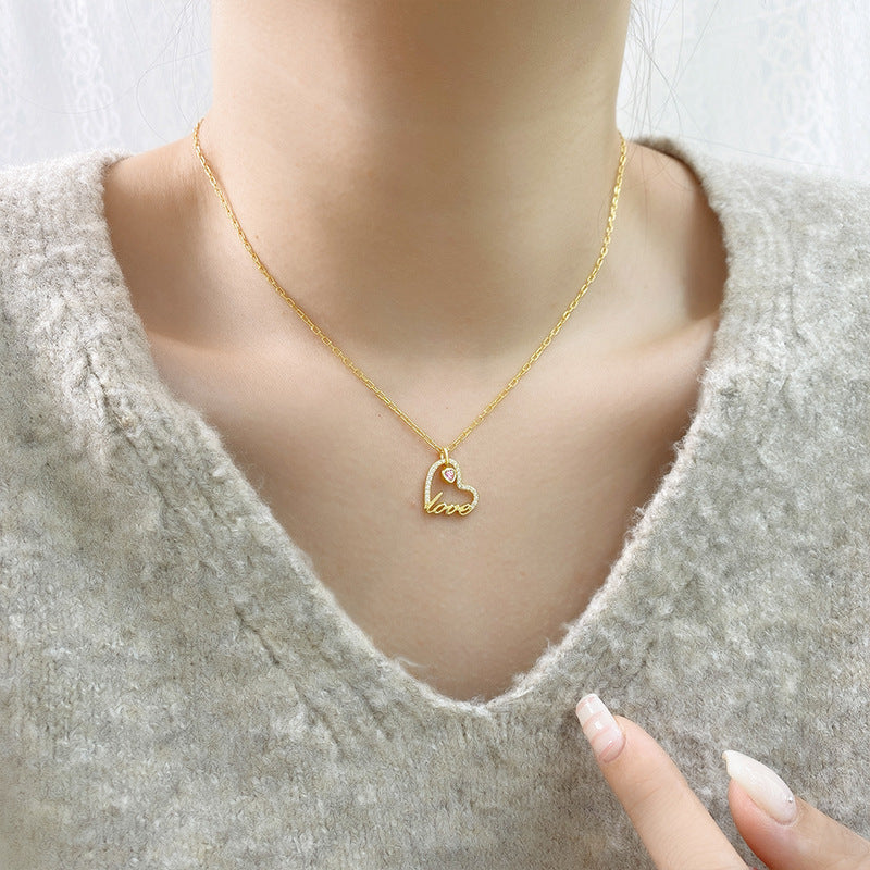 Wholesale Romantic Beating Heart Zirconia Necklace