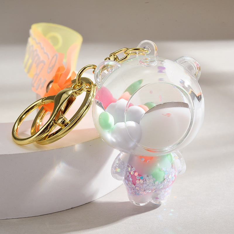 Wholesale Acrylic Liquid Into The Oil Bear Keychain