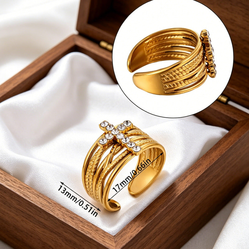 Wholesale Gold Plated Stainless Steel Cross Bracelet Unisex Fashion Jewelry Accessory for Boutique Resale