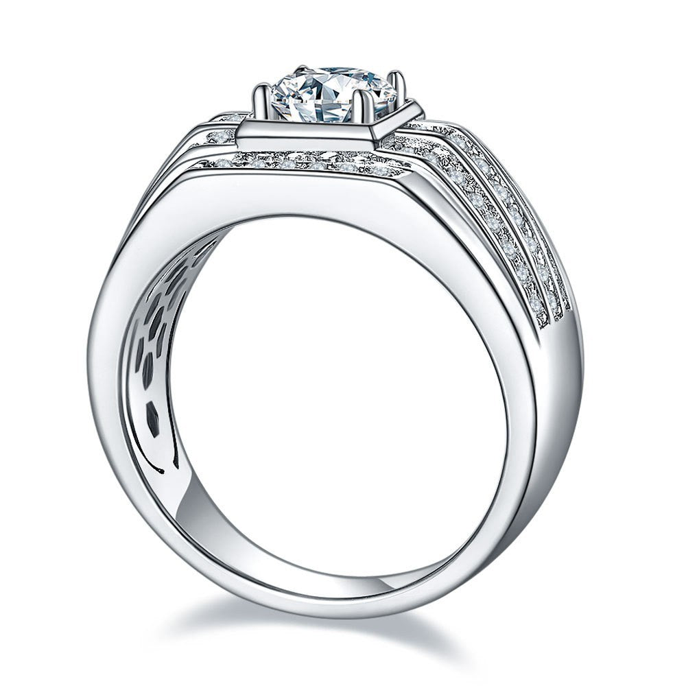 Wholesale  silver ring 925 inlaid carat D color moissanite ring