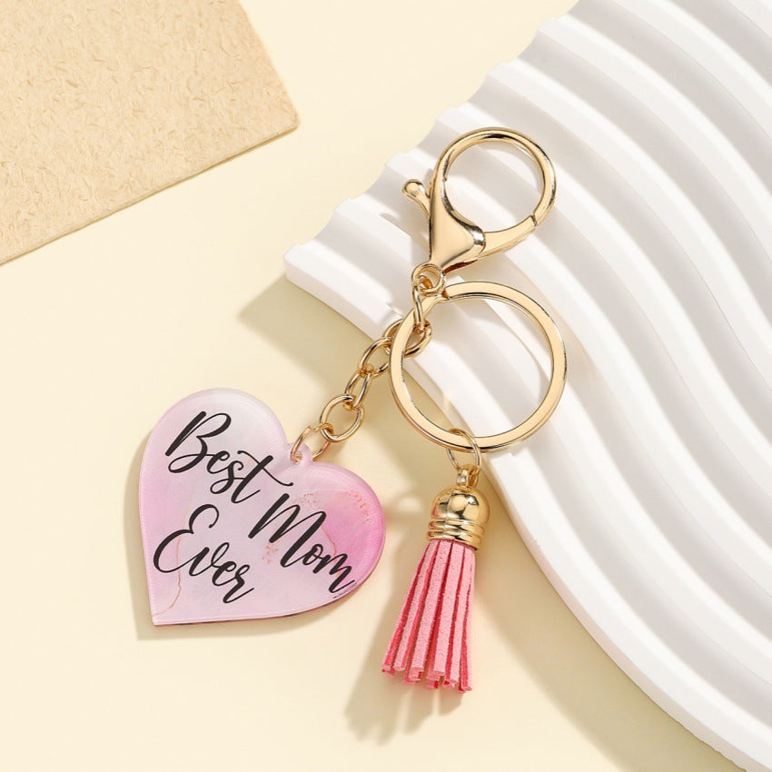 Wholesale  Mother's Day Love Acrylic MOM Tassel Keychain