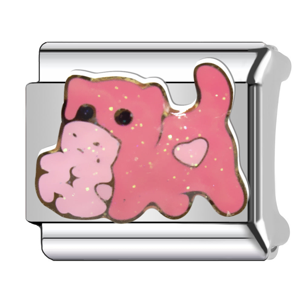 Wholesale  Italian Charm Bracelet 9mm DIY Pink  Creative Stainless Steel Composable Bracelet