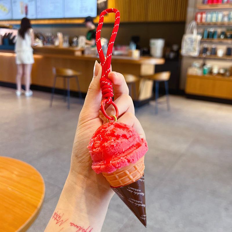 Wholesale Simulated Ice Cream Cone Keychain,  Chic Decorative Bag Charm Gift