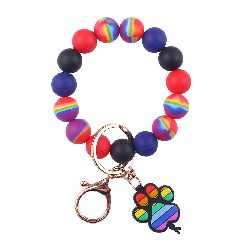Wholesale Cartoon Dog Paw Silicone Beaded Wristlet Keychain ACC-KC-GuangTian082