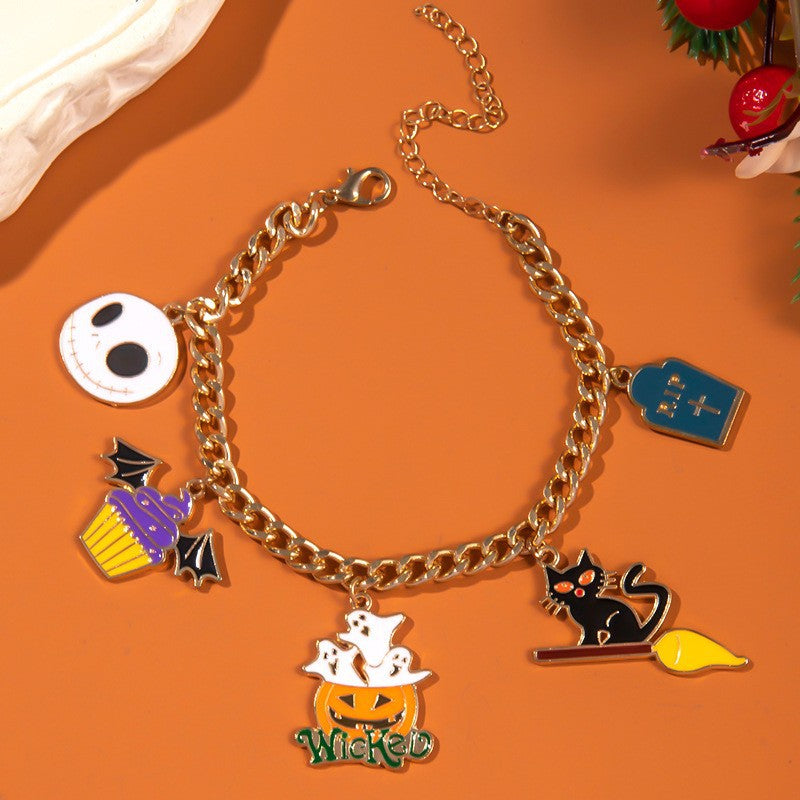 Wholesale  Funny Ghost Pumpkin Bracelet Alloy Electroplating Party Jewelry