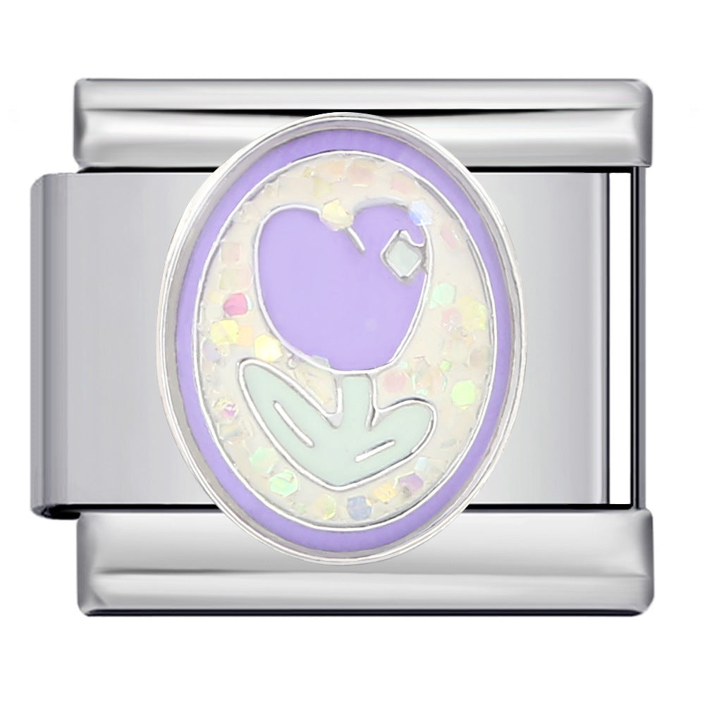 Wholesale Italian Charm Bracelet 9mm DIY Splicing Removable Purple Element Stainless Steel Composable Bracelet