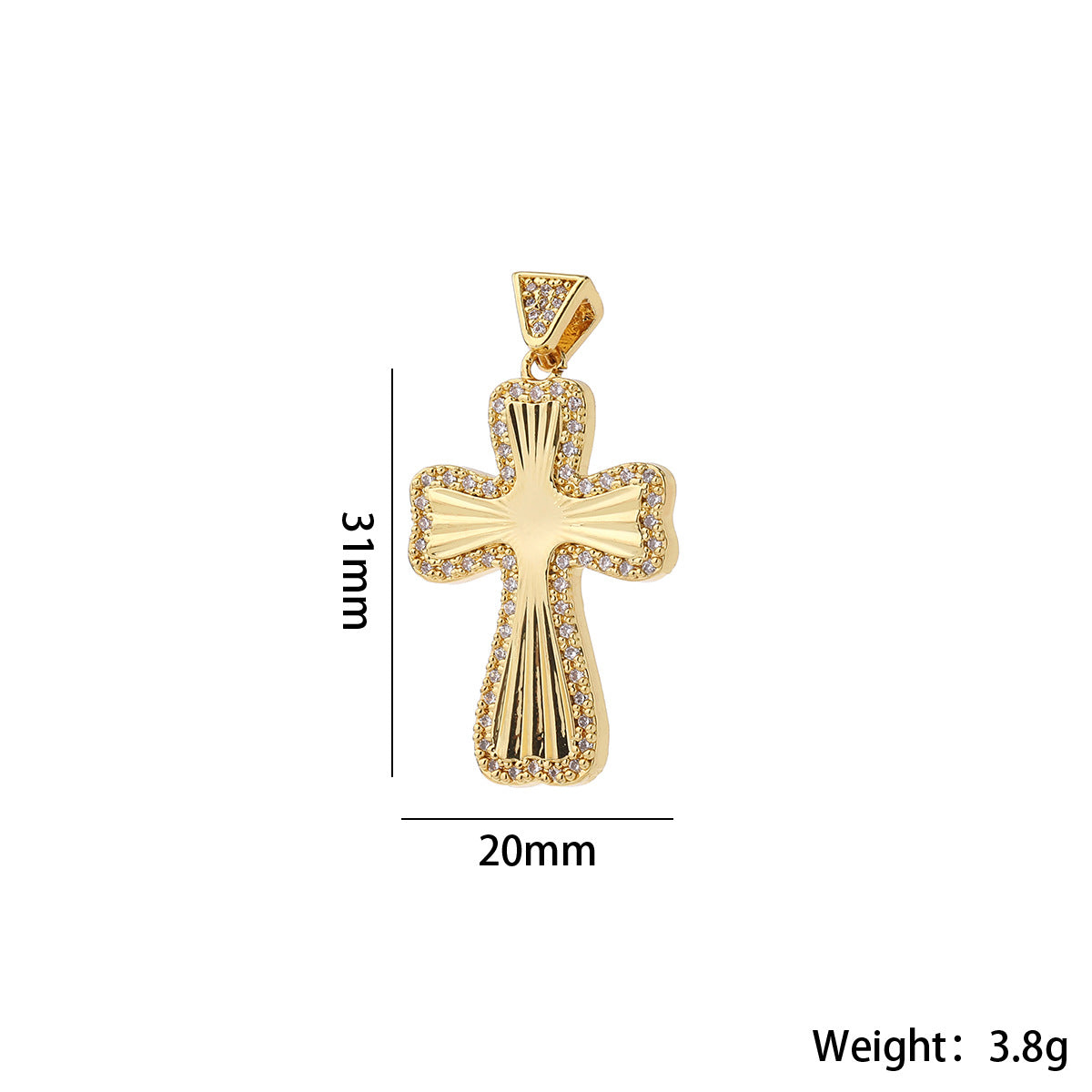 Wholesale Vintage Cross Pendant Gold Plated Brass Zircon DIY Necklace Fashion Accessory