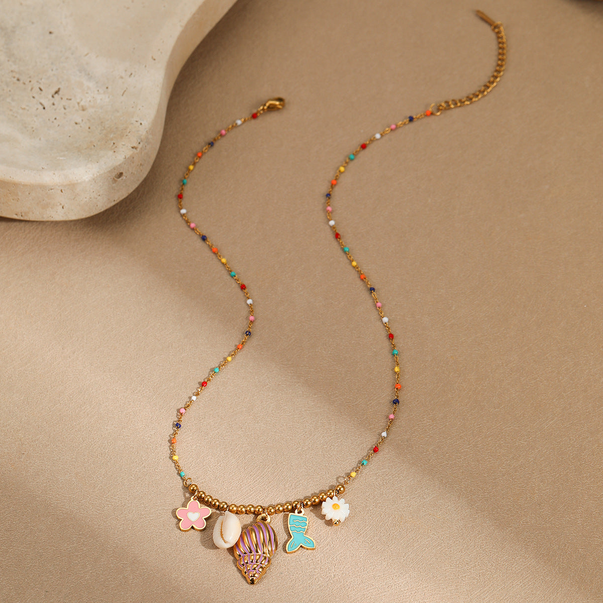 Wholesale Stainless steel Ocean Beach  Ceramic Pendant Bracelet Necklace  Jewelry