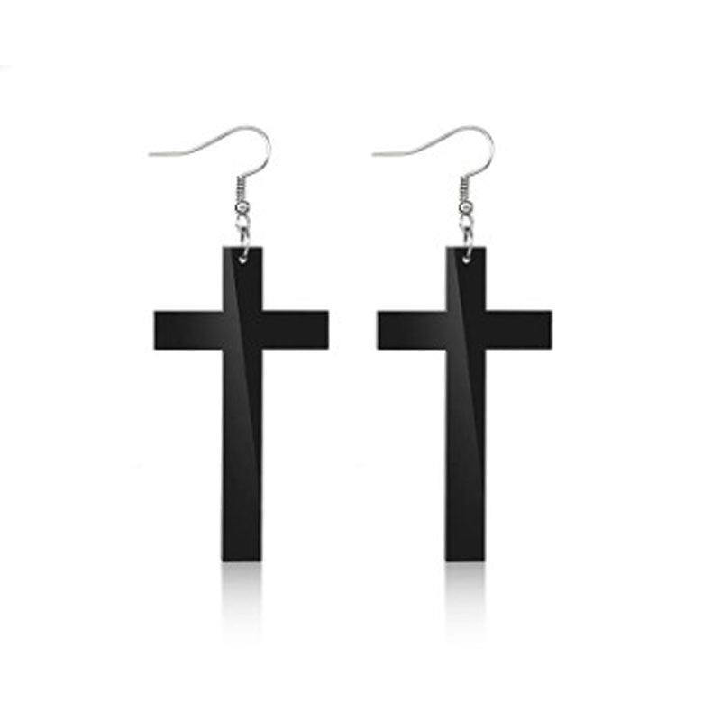 Wholesale   Cross Double Layer Necklace Vintage Black Cross Earrings Set