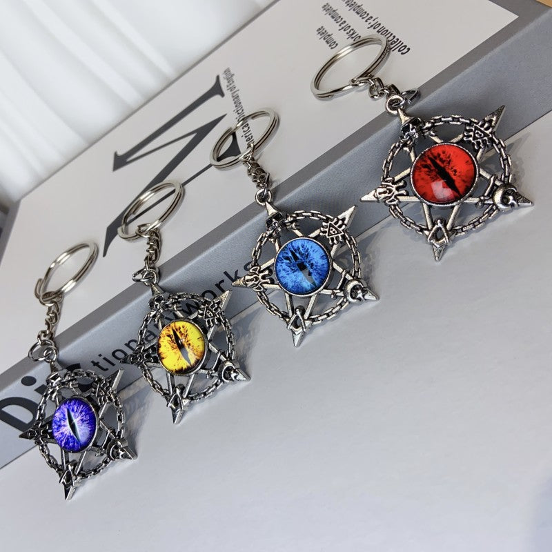 Wholesale Demon Eye Pentagram Skull Hollow Zinc Alloy Keychain ACC-KC-YiDa001
