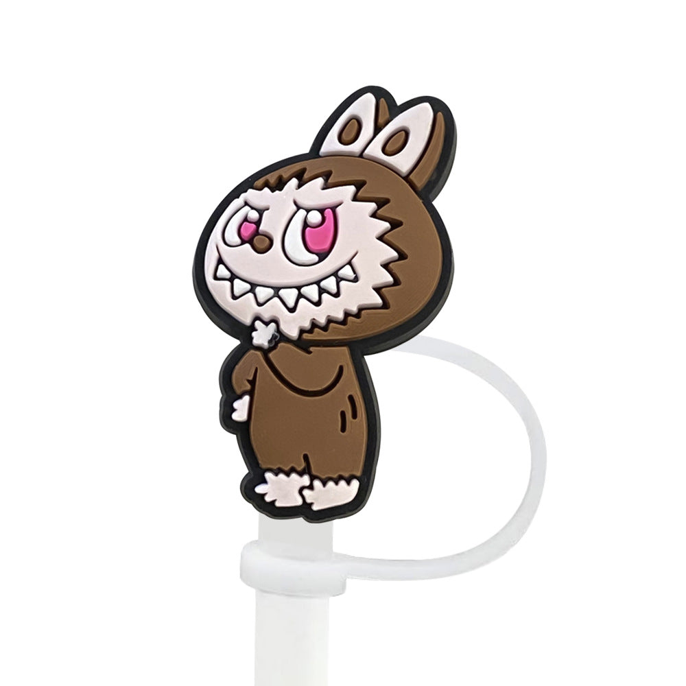 Wholesale Random 100pcs Cute Cartoon 10mm PVC Soft Straw Tube Cap