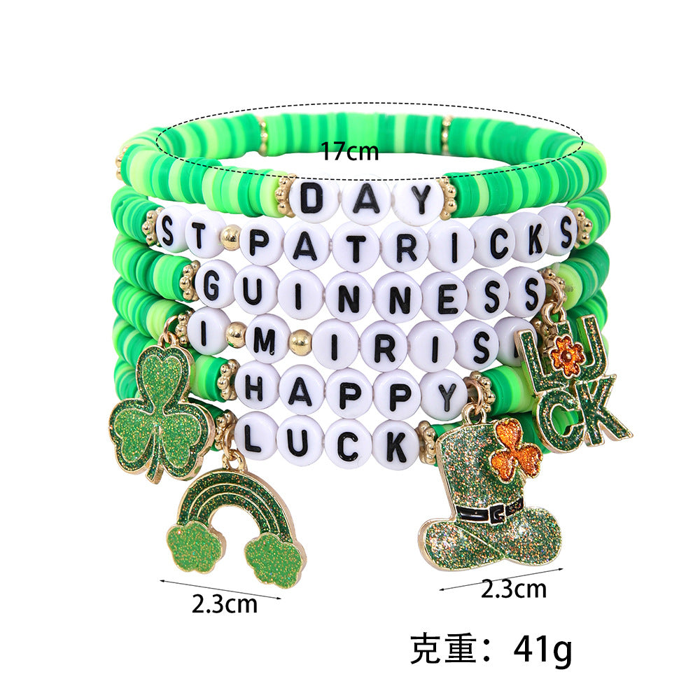 Wholesale Green Shamrock St. Patrick's Day Bracelet