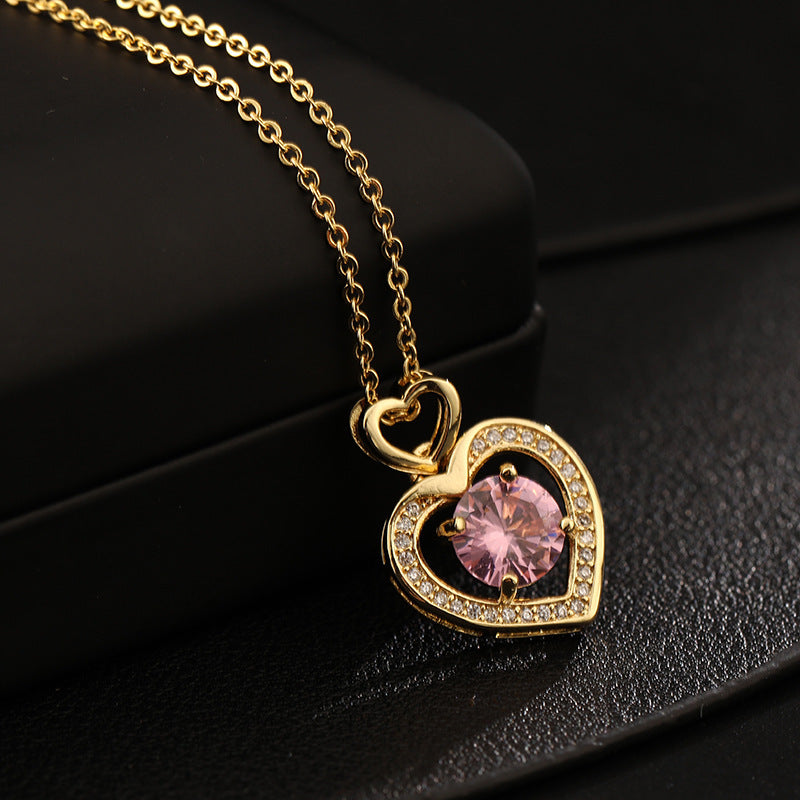 Wholesale Heart Micro Inlaid Colorful Zircon Clavicle Necklaces Choker Necklace ACC-NE-SY013