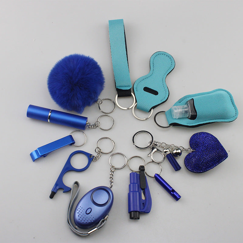 Wholesale Rhinestone Love Lipstick Set Bottle Opener Hair Ball Whistle Keychain Set ACC-KC-TMS003