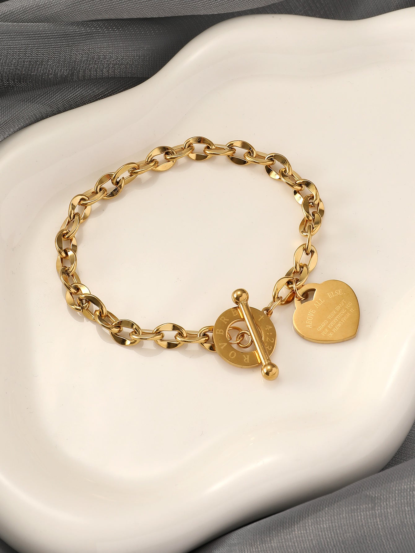 Wholesale Stainless steel heart tag bracelet