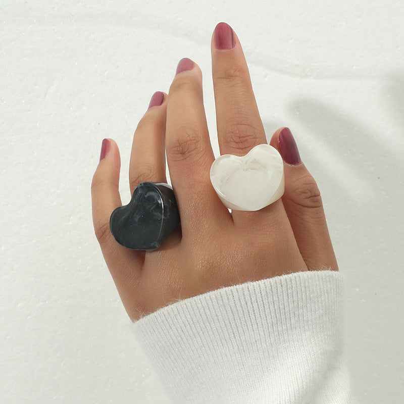 Wholesale Acrylic Heart Ring Two-Piece Set