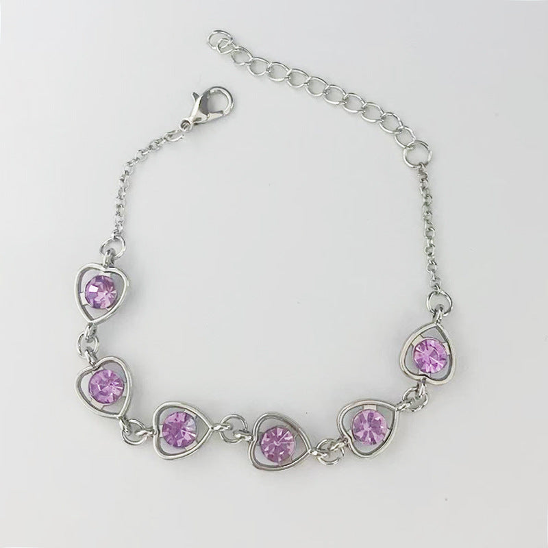 Wholesale Heart Shaped Rhinestone Bracelet Gold Black Alloy Fashion Jewelry Accessory Gift