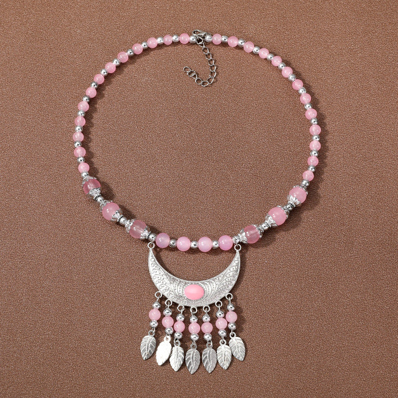 Wholesale Ethnic Style Crescent Leaf Forehead Chain Necklaces ACC-NE-Gumi004