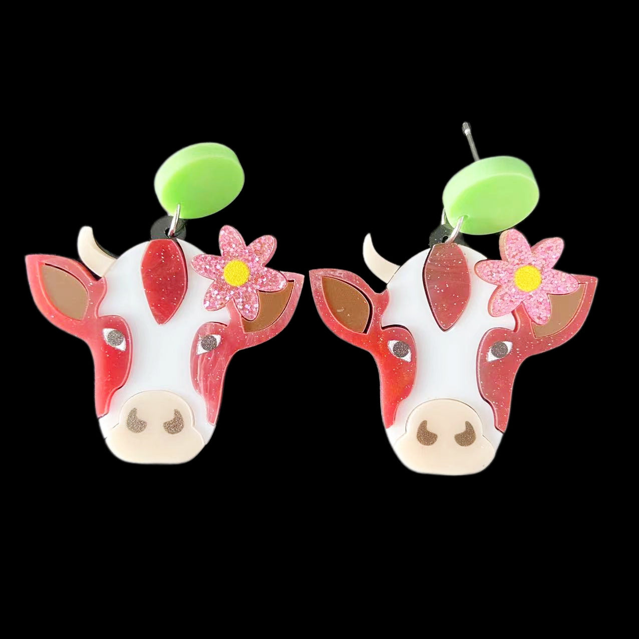 Wholesale Flower Cow Acrylic Earrings ACC-ES-XP021