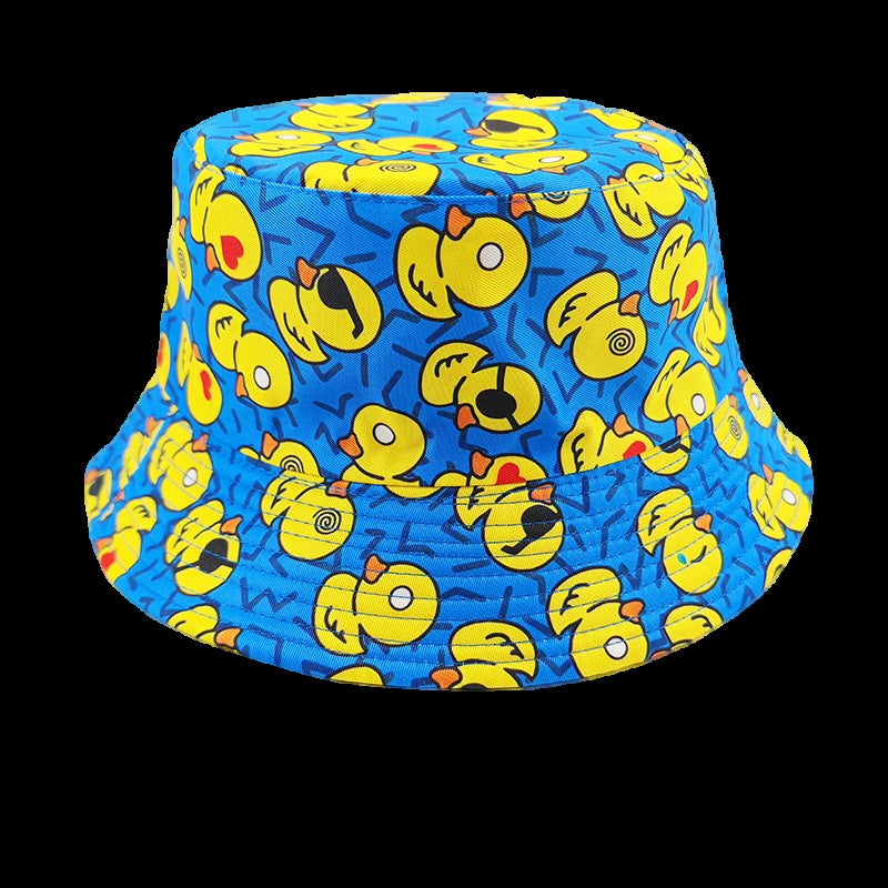 Wholesale Printed Cartoon Fisherman Hat,  Double-Sided Retro Sunshade,  Casual Outdoor Hat for Men Women