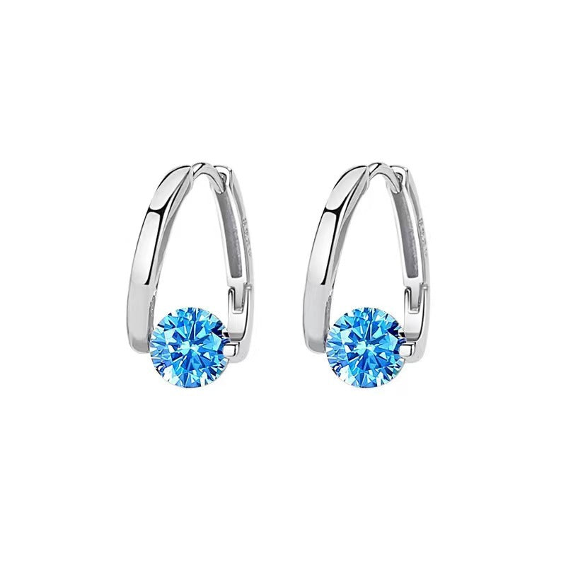 Wholesale Zinc Alloy Electroplated Geometric Zirconia Earrings Purple Silver Fashion Accessory