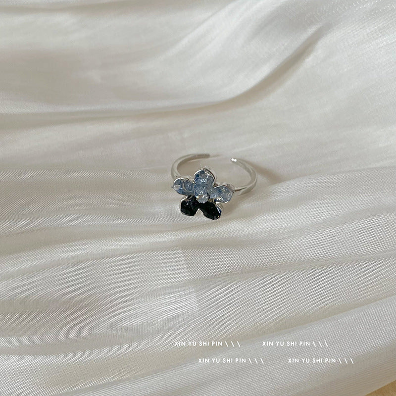 Wholesale Gradient Stone Flower Open Ring