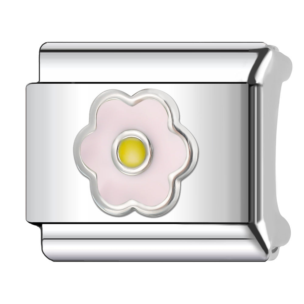 Wholesale Italian Charm Bracelet 9mm DIY Splicing Creative Flower Stainless Steel Composable Bracelet