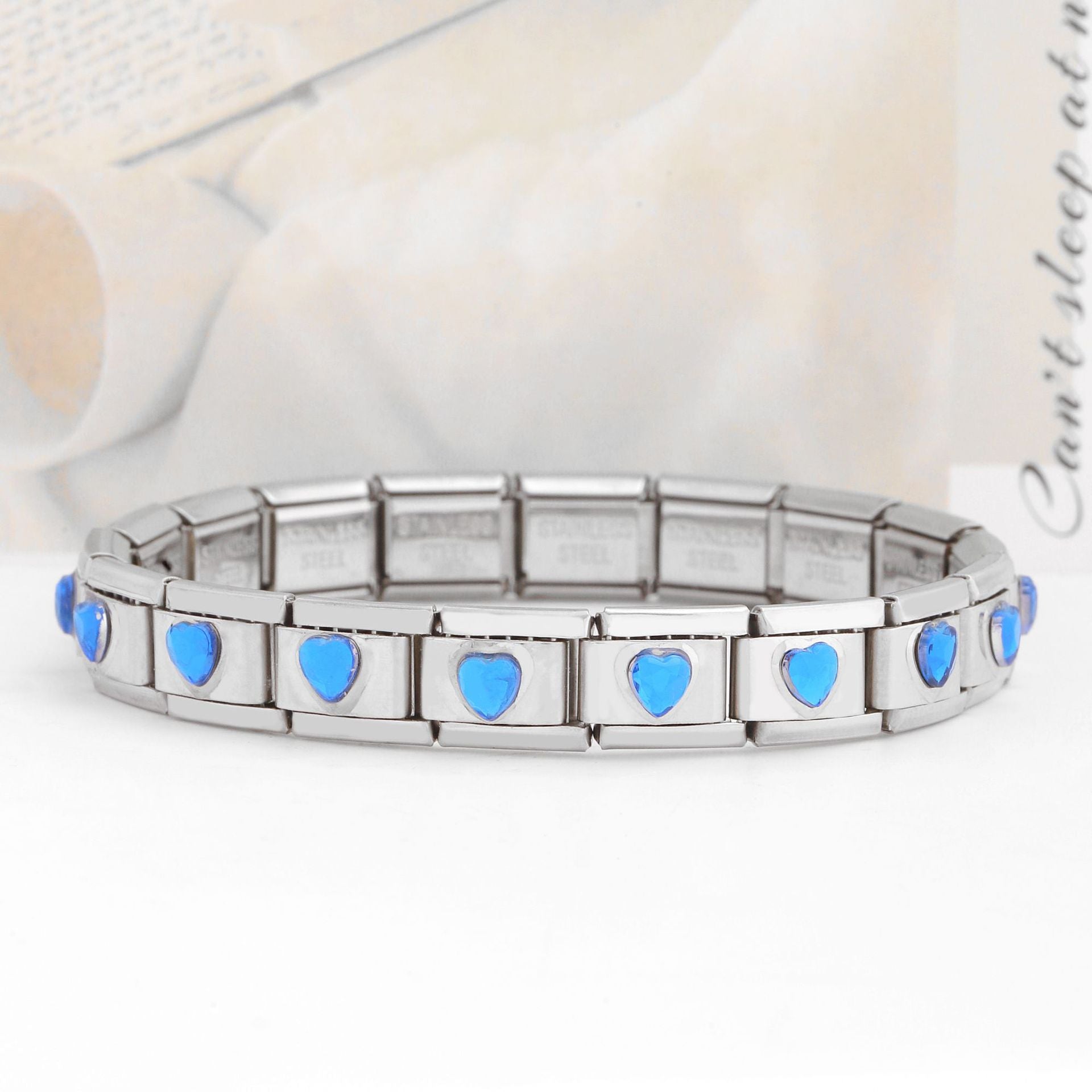 Wholesale Double Heart Gemstone Bracelet,  Stainless Steel Splicing Jewelry Accessory,  Chic Gift for Everyday Wear