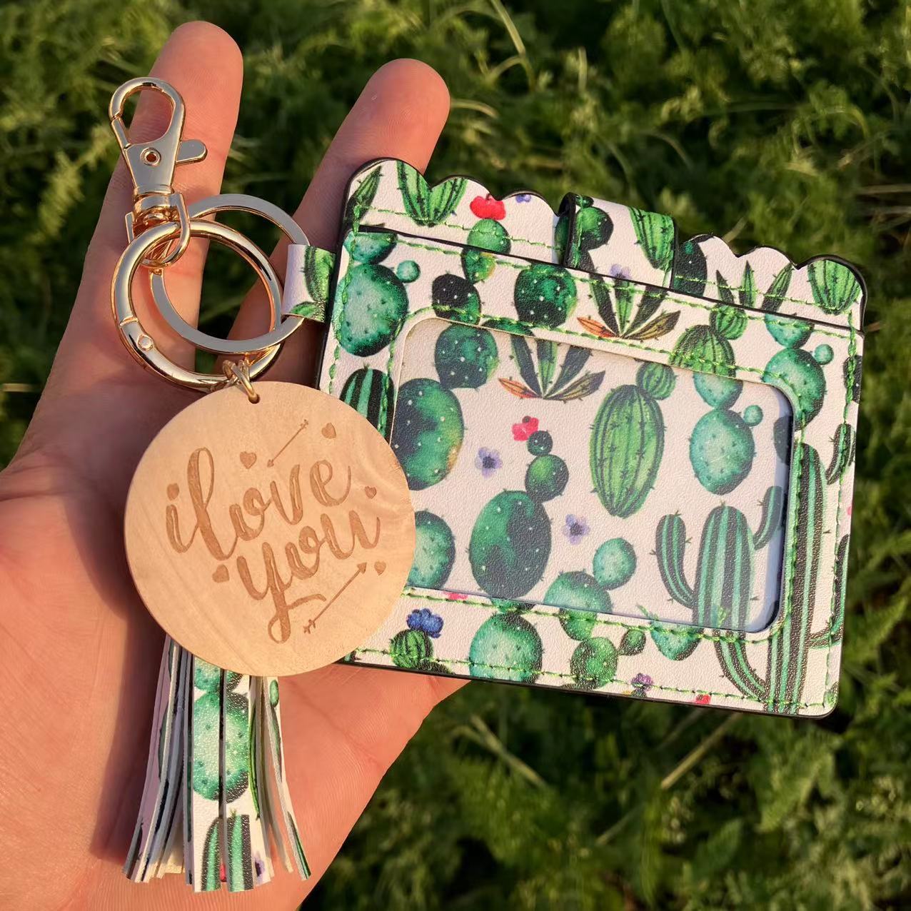 Wholesale Butterfly Leopard Cactus Tie Dye Card Holder Keychain Wristlet Keychain ACC-KC-QiuXue016