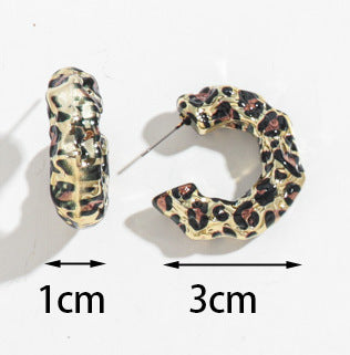 Wholesale Leopard-print C- ring Earrings