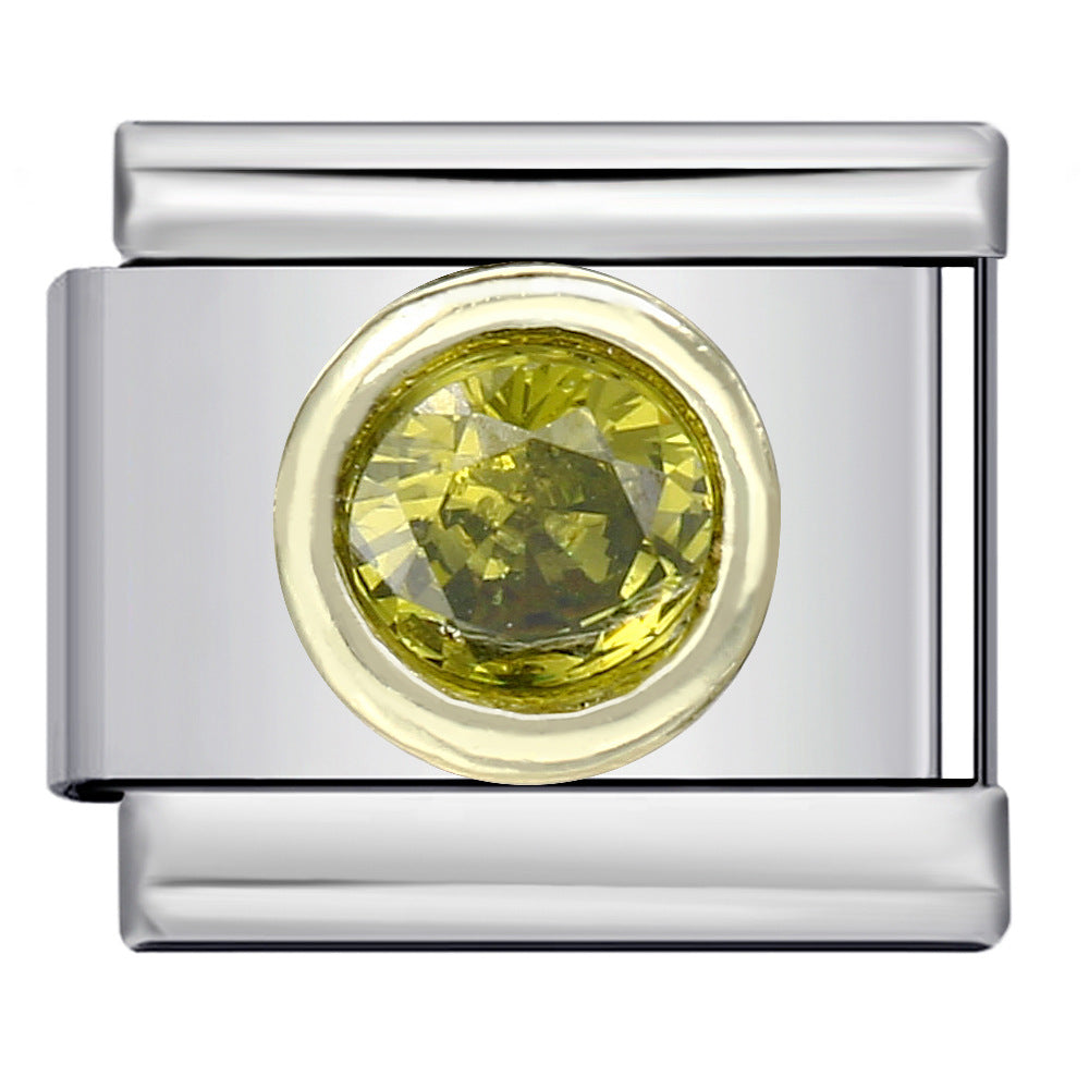 Wholesale Italian Charm Bracelet 9mm DIY Splicing Removable Micro-paved Oval Color Stone Stainless Steel Composable Bracelet