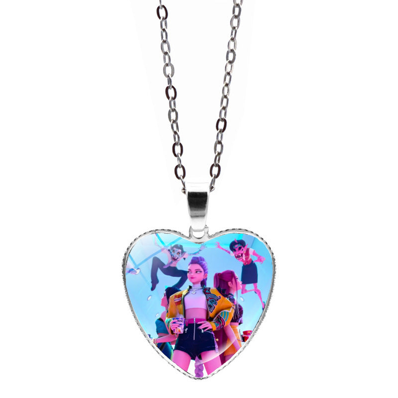 Wholesale K-POP Anime Heart Necklace Sweater Chain