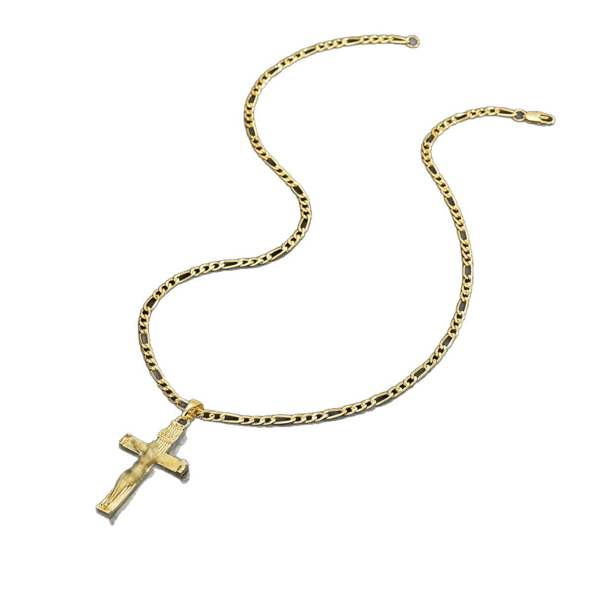 Wholesale Men' s Cross Pendant Necklace Trendy Figaro Chain Fashion Accessory Boutique Resale