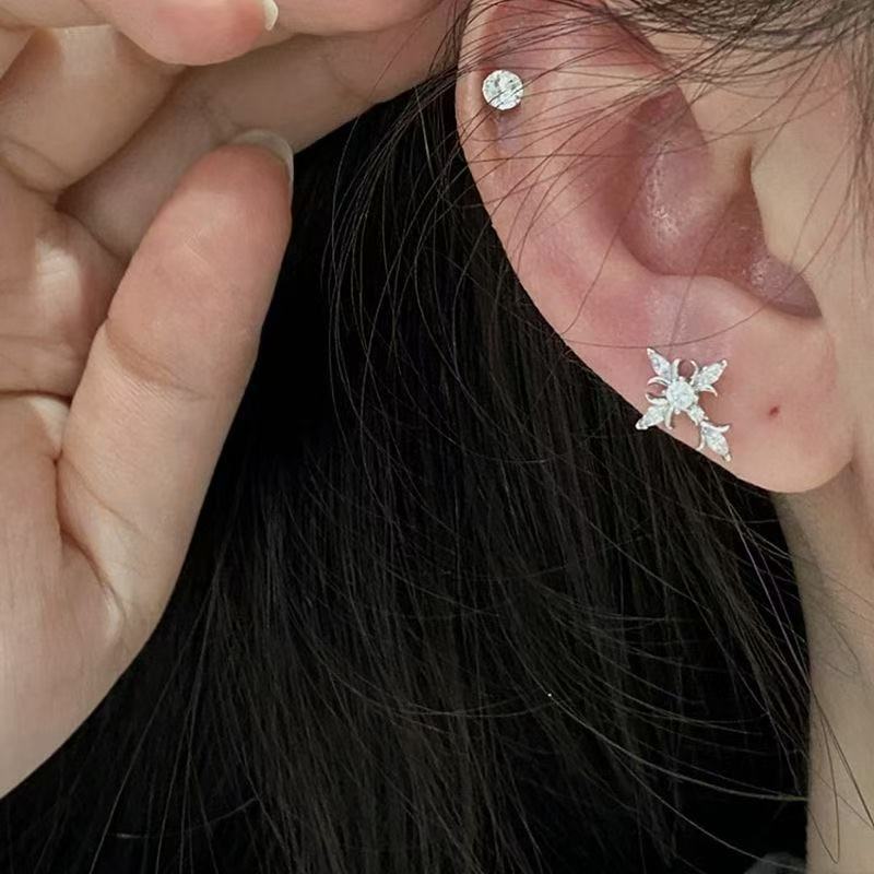 Wholesale Full Diamond Super Flash Cross Earrings