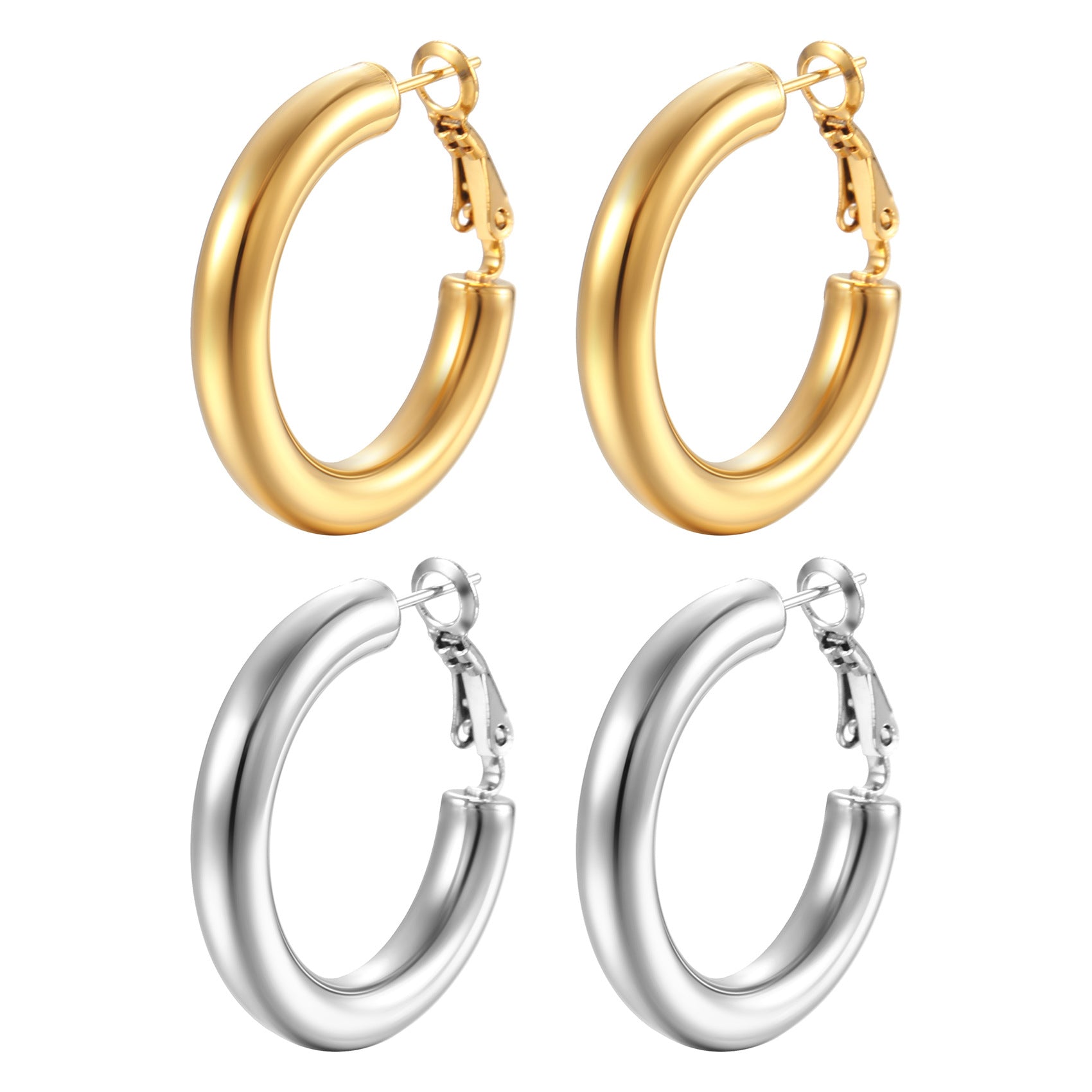 Wholesale  Stainless Steel Hollow Round Women's 18K Gold Earrings