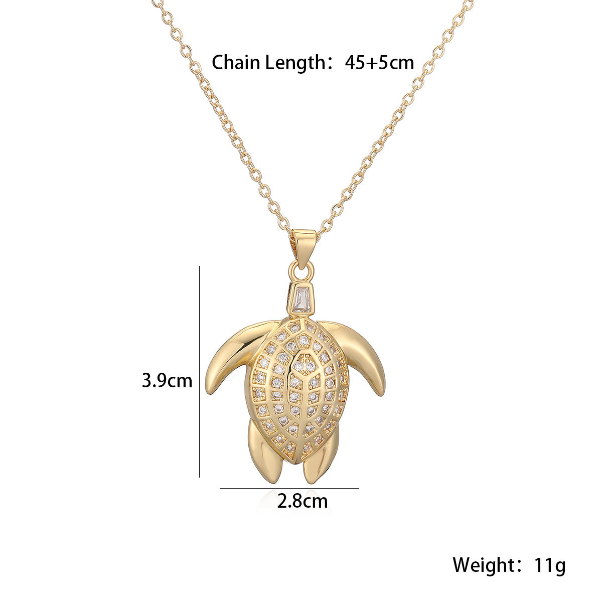 Wholesale Chic Women S Gold Plated Copper Zircon Turtle Pendant Necklace Layering Jewelry Party Gift Accessory Boutique Resale