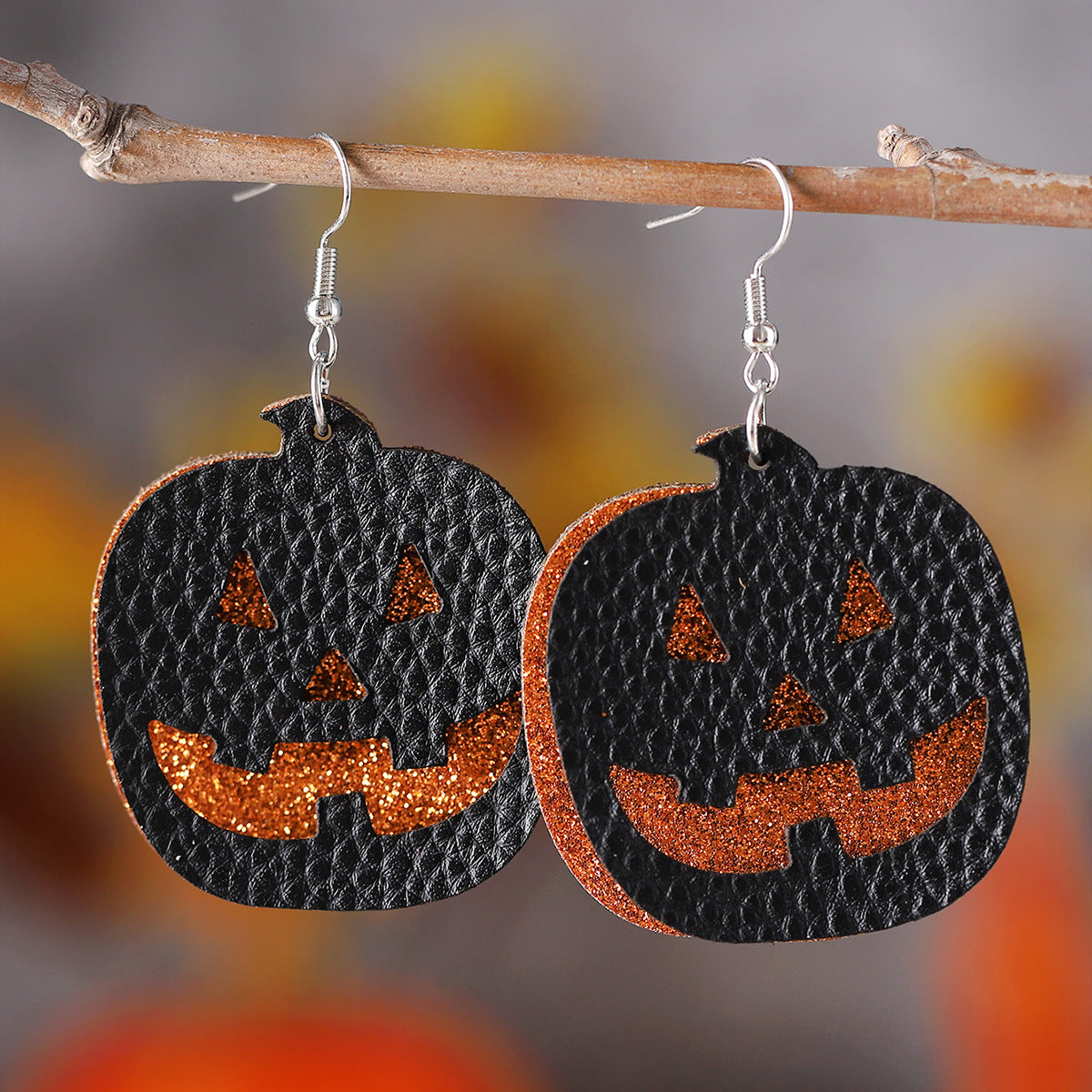 Wholesale Halloween grimace pumpkin sequins pendant earrings