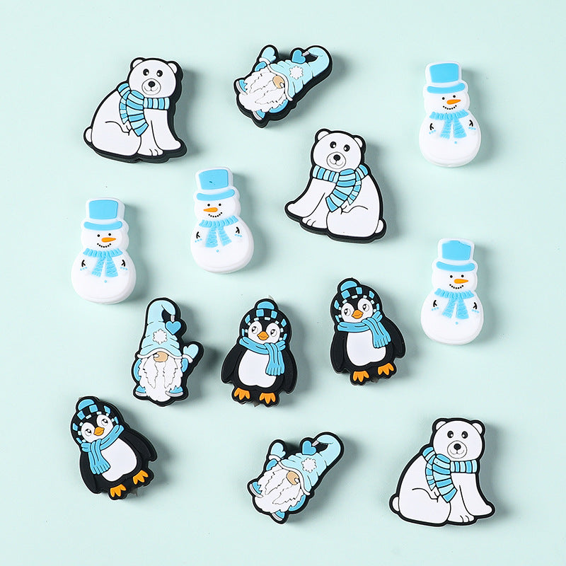 Wholesale 20pcs Snowman Silicone Beads Focal Beads DIY Bead Accessories ACC-BDS-RongFa026