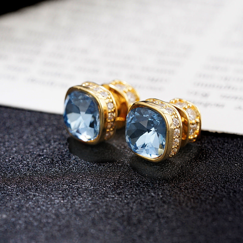 Wholesale  square retro Zircon stud earrings
