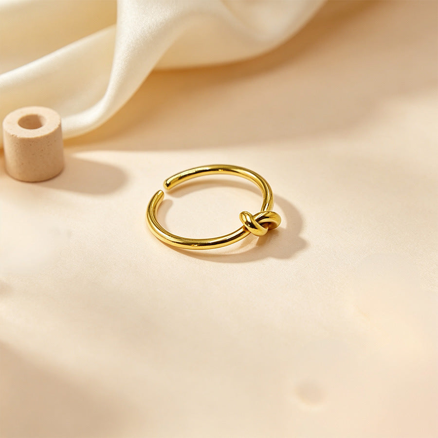 Wholesale Stylish Knot Ring Titanium Steel 18K Gold Plated Adjustable Open Band Unisex Fashion Jewelry Accessory For Party And Gift