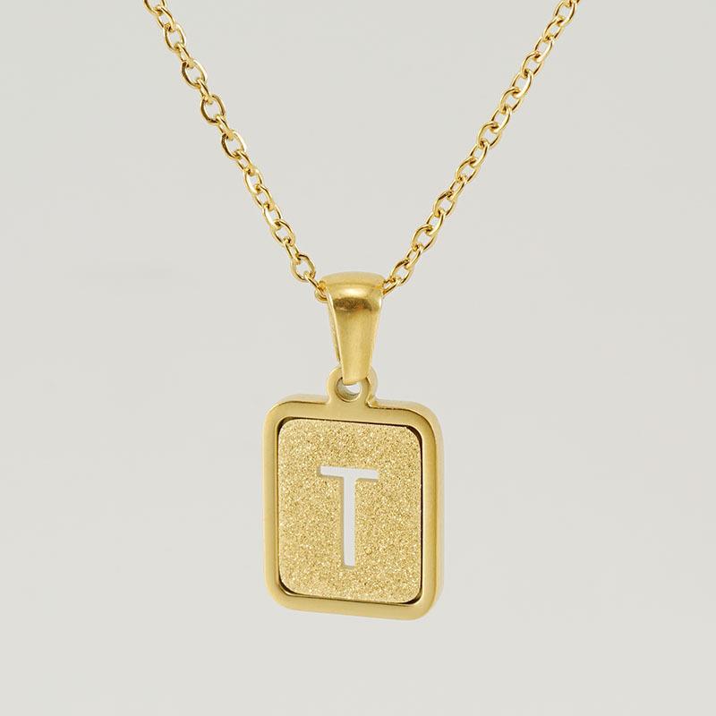 Wholesale 18K stainless steel hollow 26 English letter necklace
