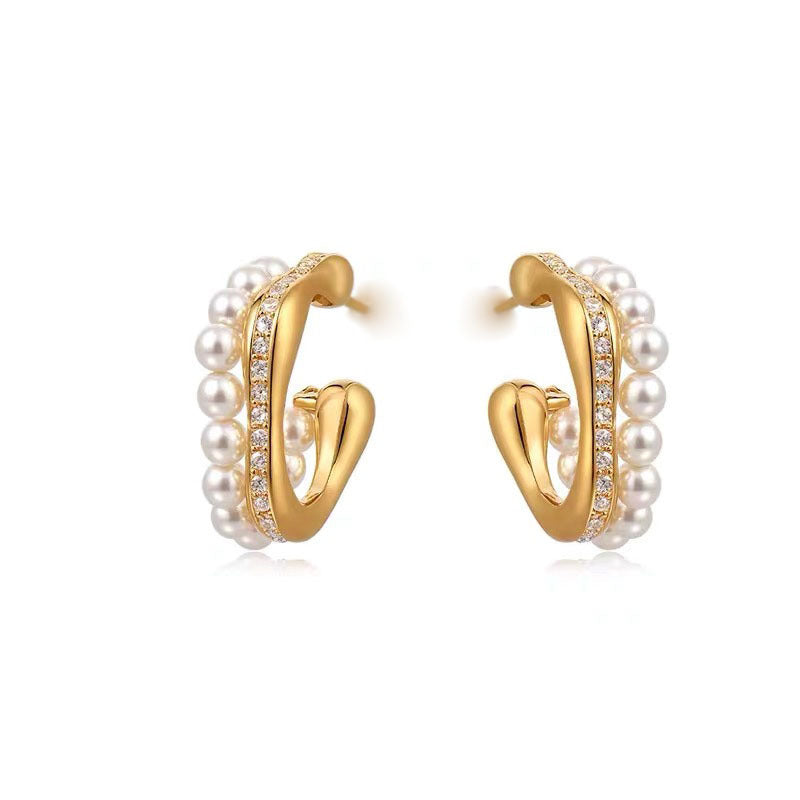 Wholesale Diamond and pearl earrings