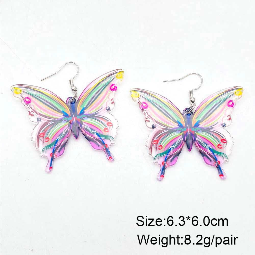 Wholesale Bohemian Painted Ethnic Style Butterfly Acrylic Earrings ACC-ES-CY007