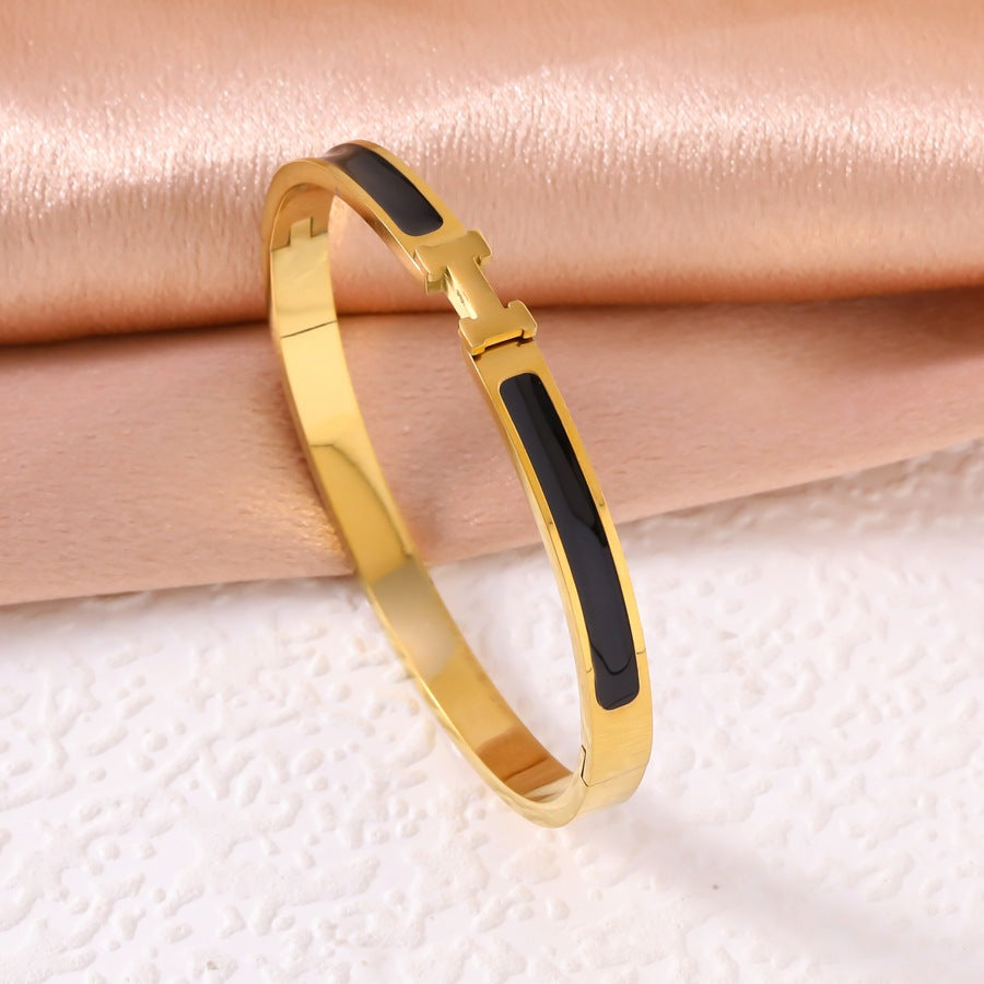 Wholesale Popular Letter H Light Luxury Titanium Steel I-Shaped Bracelet for Women