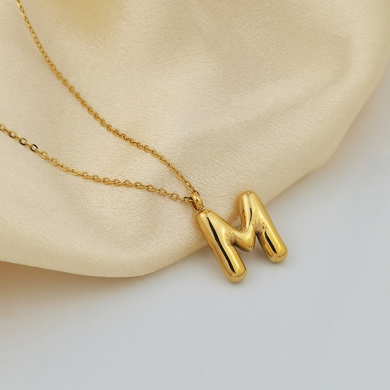 Wholesale 26 Letters 18K Gold Plated Polished Letter Necklaces ACC-NE-GuDi014