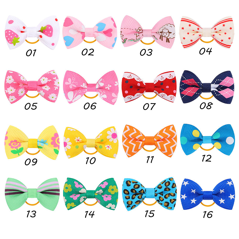 Wholesale 12pcs Children's Printed Bow Kids Hair Scrunchies ACC-HS-YaLun001